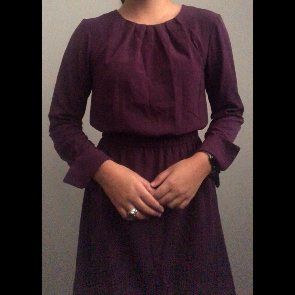 dark purple long sleeve dress
